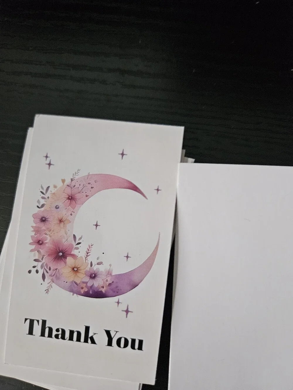 Thank You Cards with Pink & Purple Floral Crescent Moon